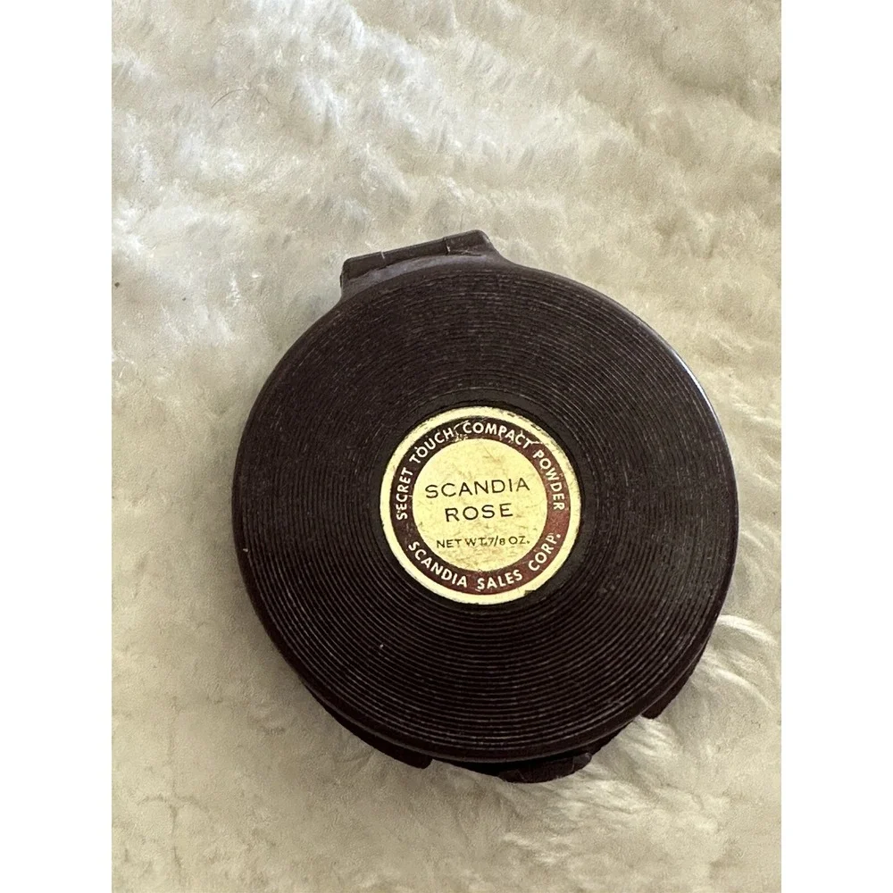 Vintage 1960's Scandia Rose Secret Touch Compact Powder Make Up See Pict RARE